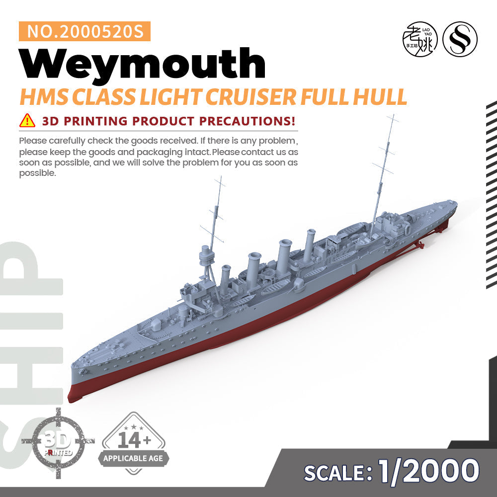 SSC520S Military Model Kit HMS Weymouth Class Light Cruiser Full Hull