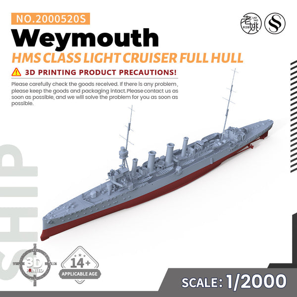 SSC520S Military Model Kit HMS Weymouth Class Light Cruiser Full Hull