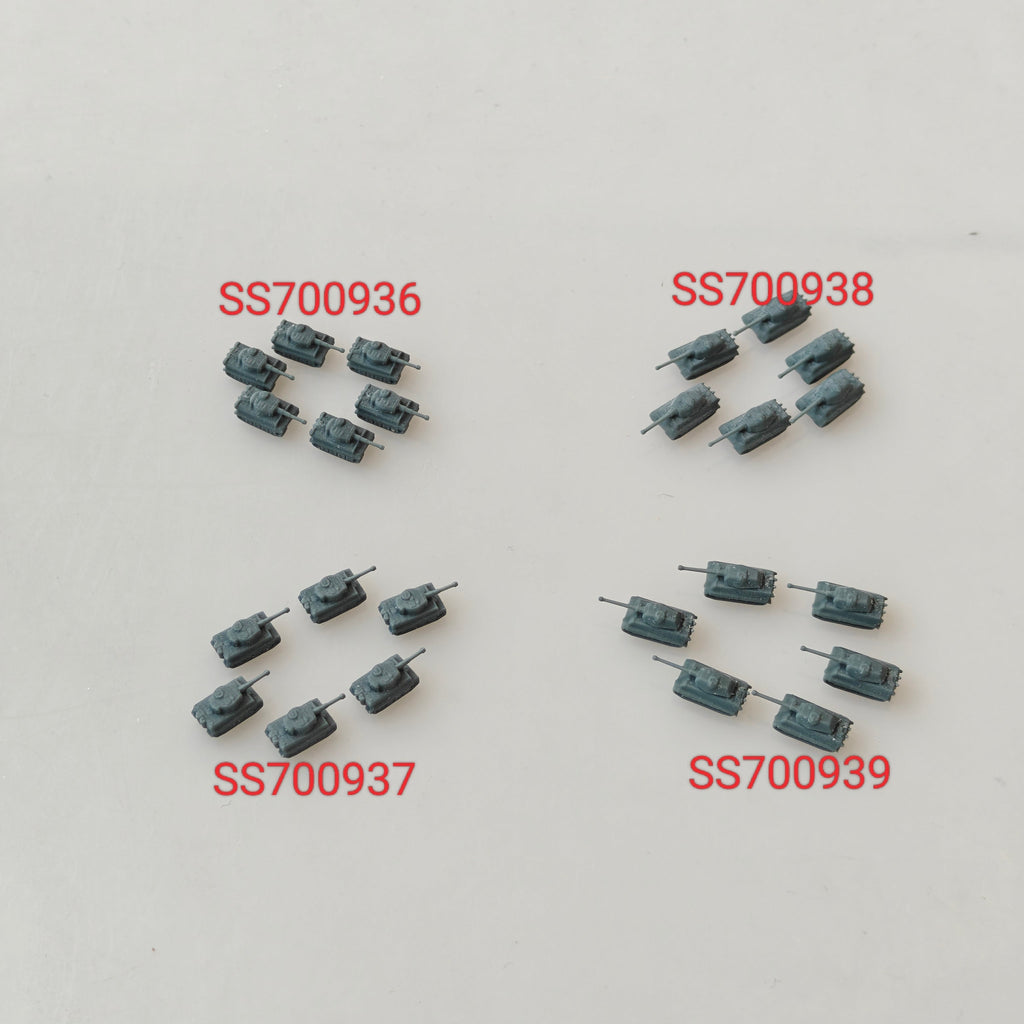 MRY-SFW SSZH001 1/700 Steel Titans: Complete German Tiger & King Tiger Heavy Tank Collection (4 Models) Tiger I Ausf.E + King Tiger Henschel & Porsche Turrets Resin Model Kit Unassembled Unpainted