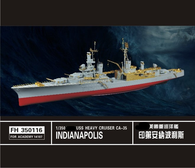 Flyhawk FH350116 1/350 USS WWII Heavy Cruiser Indianapolis CA-35 For Academy 14107 — scale model kit
