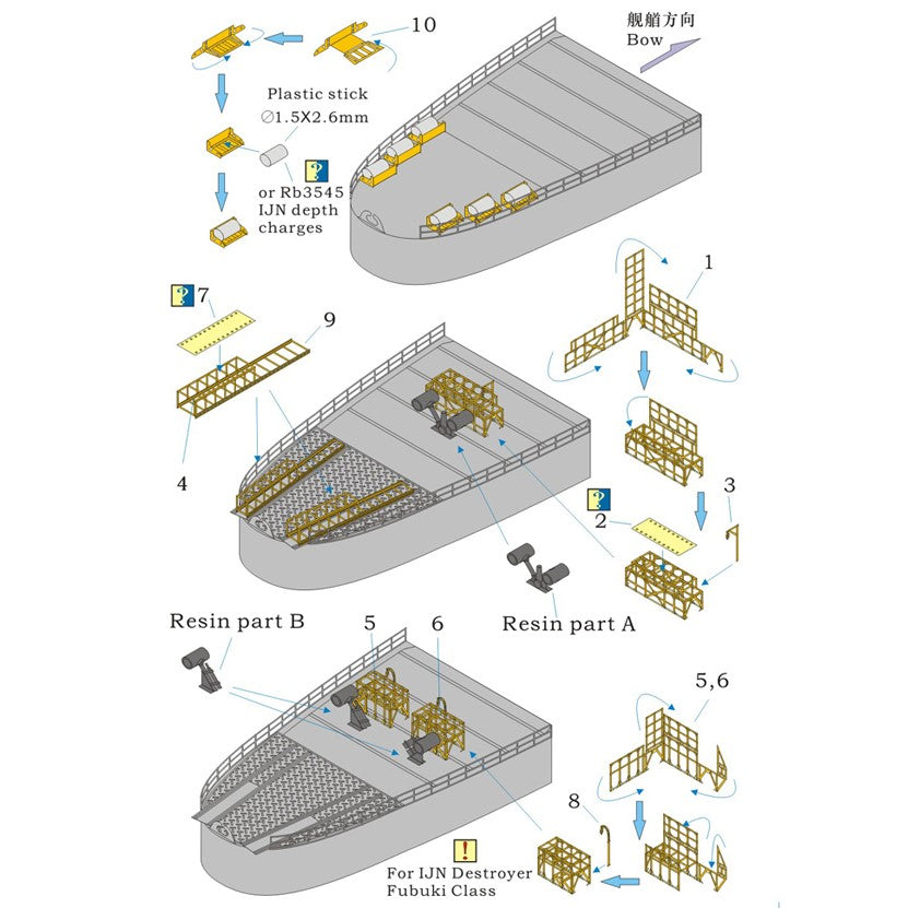 Rainbow 3544 IJN Depth Charges Frames [1PE, 5 Resin parts] — detail view 2