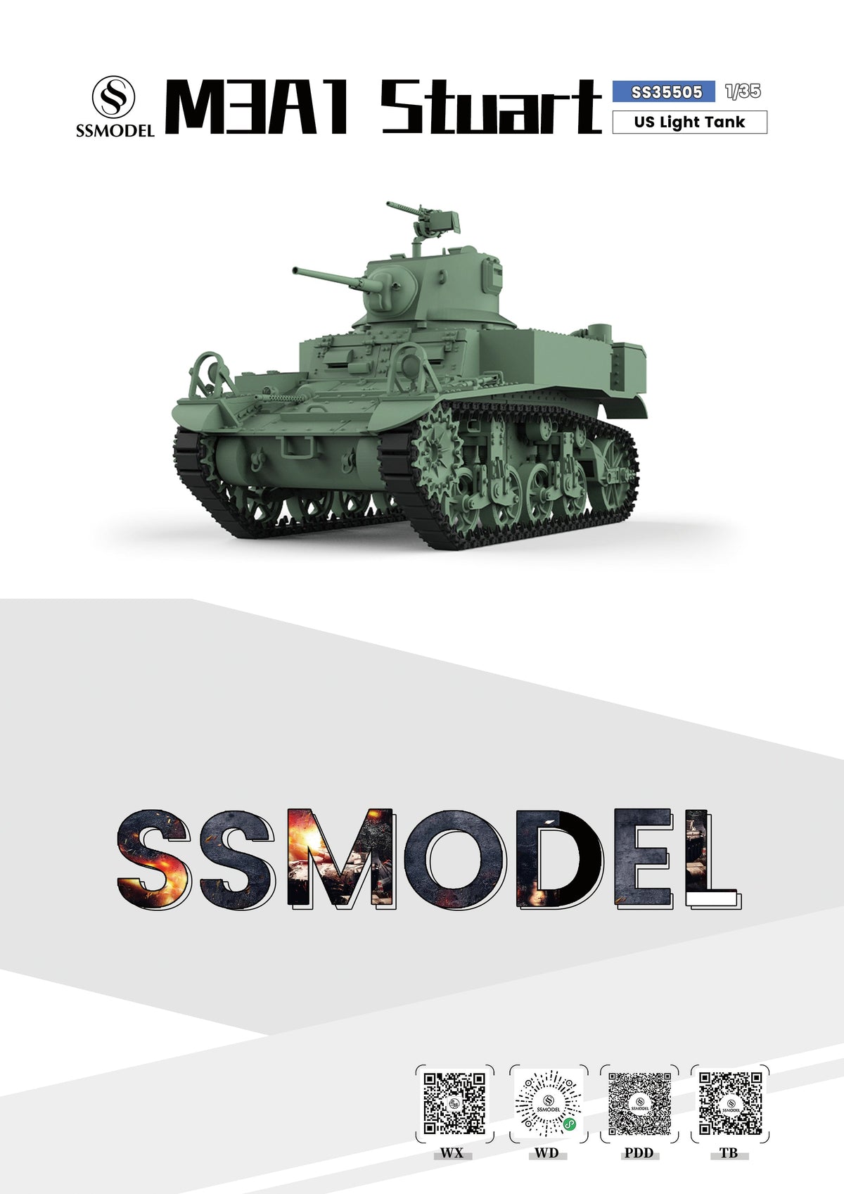 SSMODEL 505 Military Armoured Model Kit US M3A1 Light Tank — detail view 9