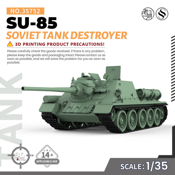 SSMODEL 752D Finished Painted Military Model Kit Soviet SU-85 Tank Destroyer