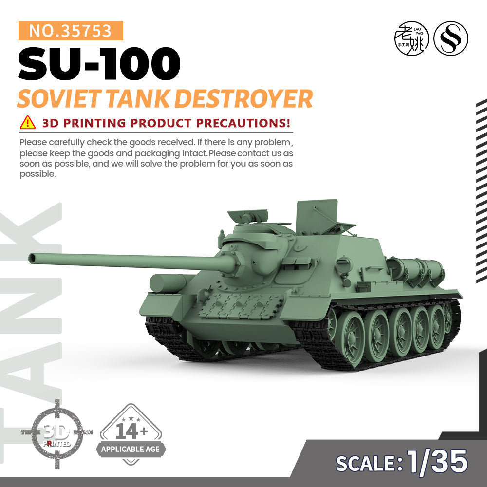 SSMODEL 753 Military Armoured Model Kit Soviet SU-100 Tank Destroyer — scale model kit