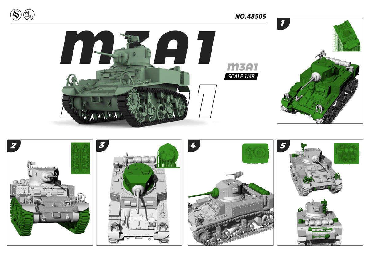 SSMODEL 505 Military Armoured Model Kit US M3A1 Light Tank — detail view 8
