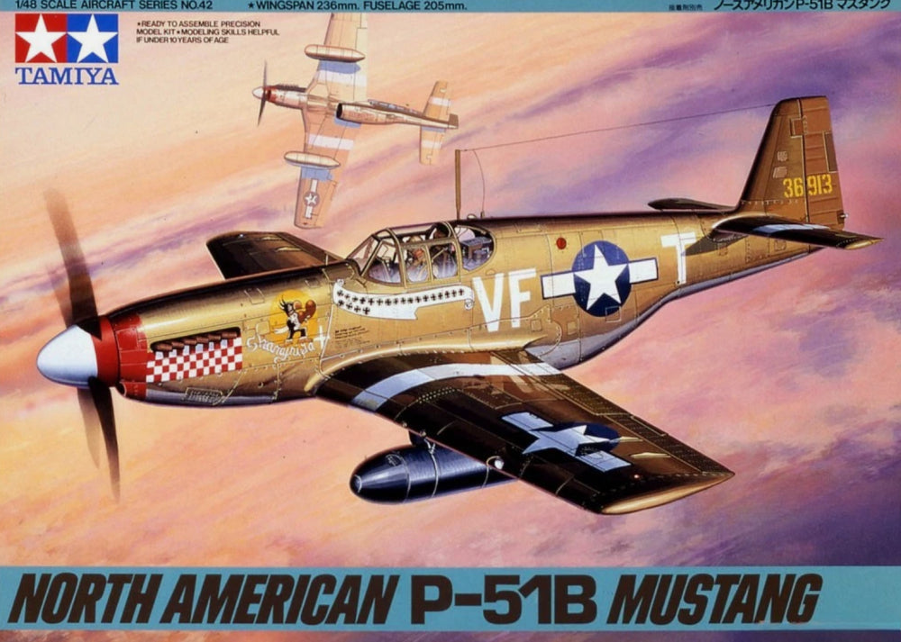 TAMIYA 61042 NORTH AMERICAN P-51B MUSTANG 1/48 AIRCRAFT MODEL KIT Main image