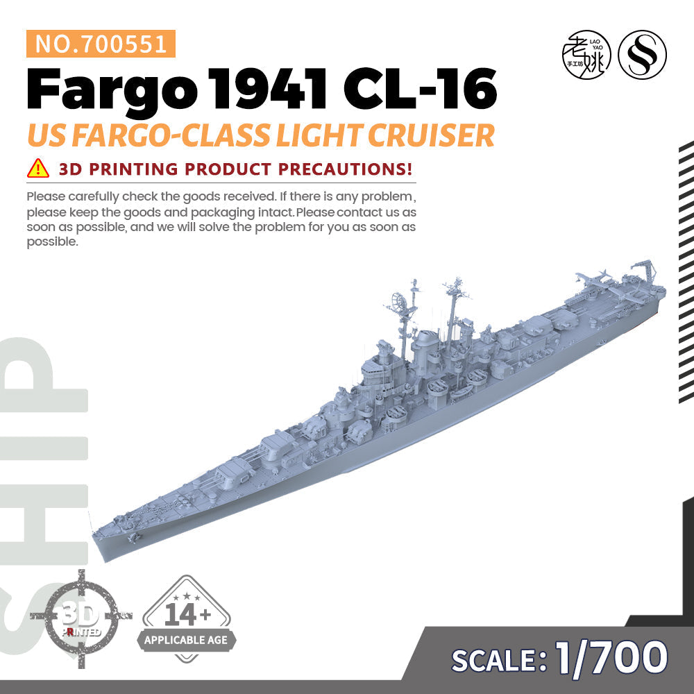 SSMODEL 551 Military Warship Model Kit US Navy Fargo class Light Cruiser CL-106 Main image