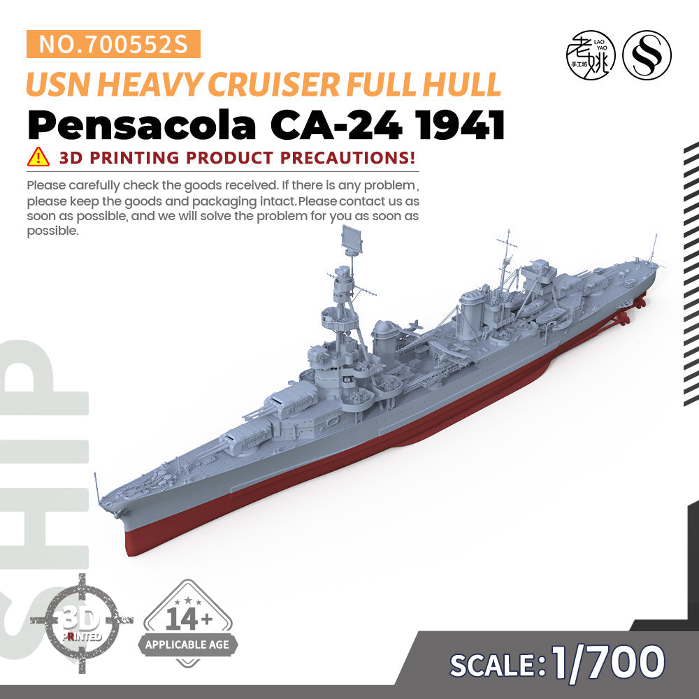 SSMODEL 552S Military Warship Model Kit US Navy Pensacola Heavy Cruiser 1941 CA-24 Main image