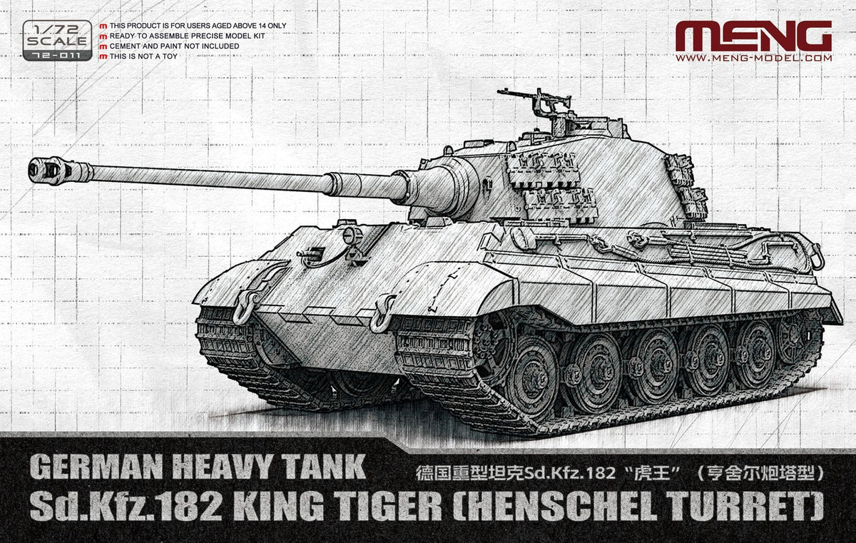 MENG 72-011 1/72 German Heavy Tank Sd.Kfz. 182 King Tiger(Henschel Turret) Kit — scale model kit