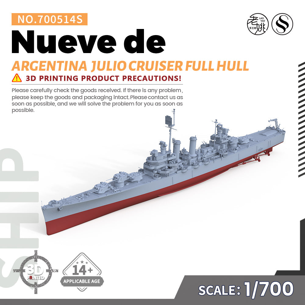 SSMODEL 514S Military Warship Model Kit Brooklyn class Argentina Navy Nueve de Julio Cruiser Main image