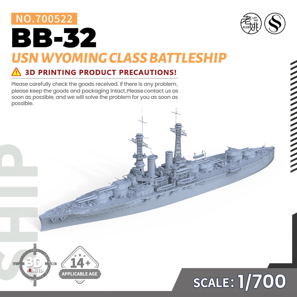SSMODEL 522 Military Warship Model Kit US Navy Wyoming class Battleship BB-32 Main image
