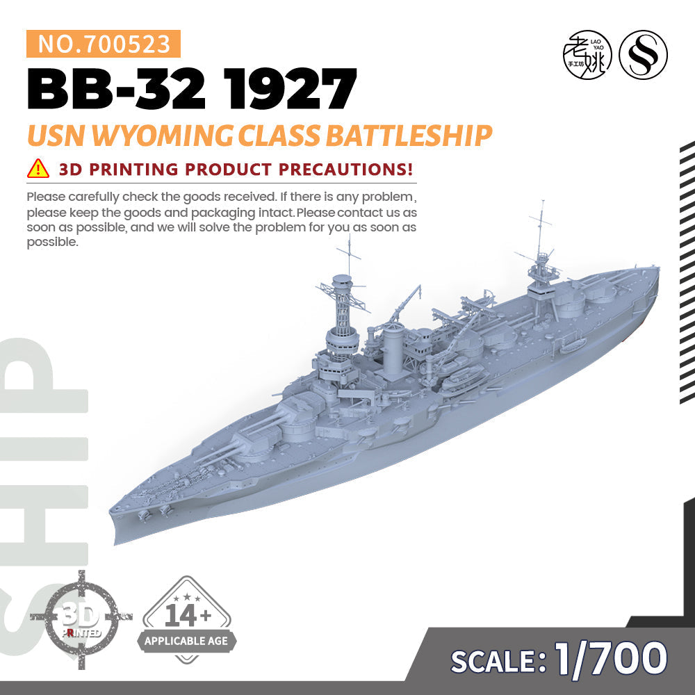 SSMODEL 523 Military Warship Model Kit US Navy Wyoming class Battleship BB-32 1927 Main image