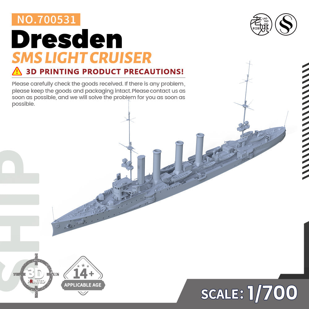 SSMODEL 531 Military Warship Model Kit SMS Dresden Light Cruiser Main image