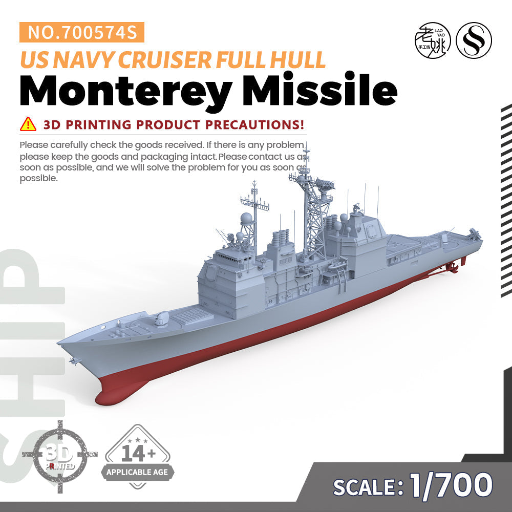 SSMODEL 574S Military Warship Model Kit US Navy Monterey Missile Cruiser — scale model kit