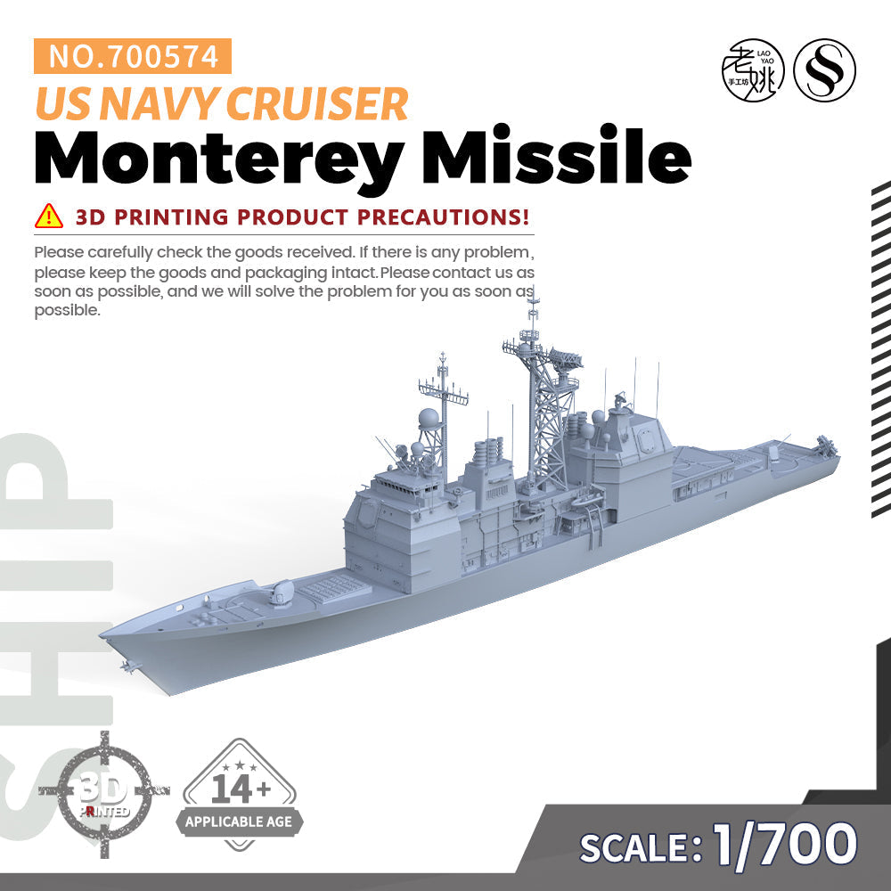 SSMODEL 574 Military Warship Model Kit US Navy Monterey Missile Cruiser Main image