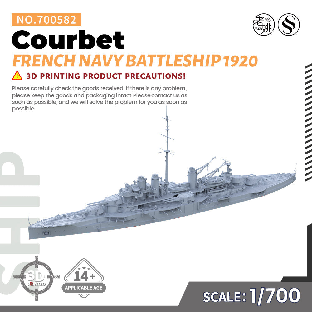 SSMODEL 582 Military Warship Model Kit French Navy Battleship Courbet 1920 Main image