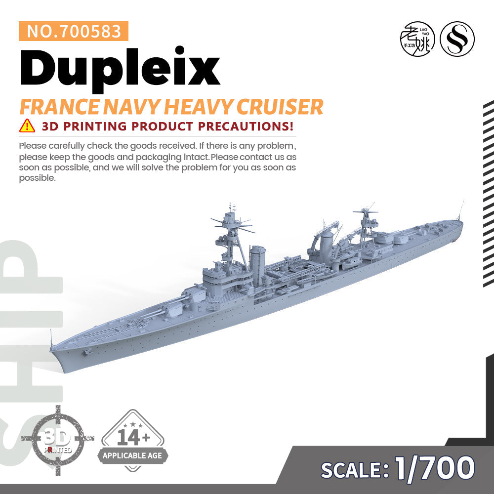 SSMODEL 583 Military Warship Model Kit France Navy Dupleix Heavy Cruiser — scale model kit