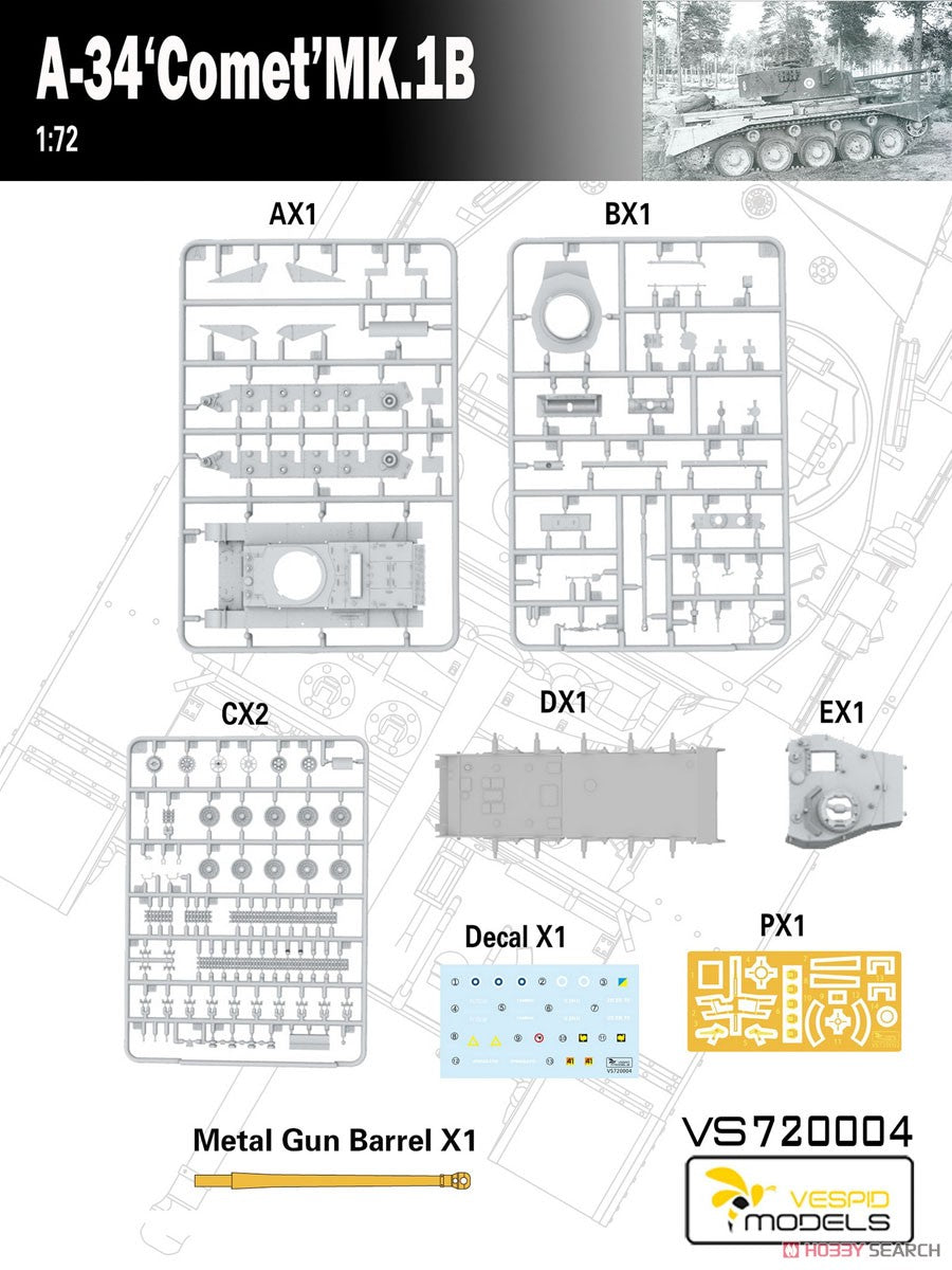 VESPID MODELS VS720004 1/72 A-34 COMET MK.1B Plastic Model Kit — detail view 2
