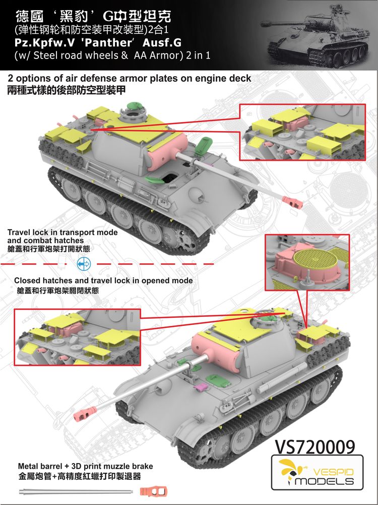 VESPID MODELS VS720009 1/72 Panther Ausf.G w/Steel Road Wheels & AA Armor) — detail view 4