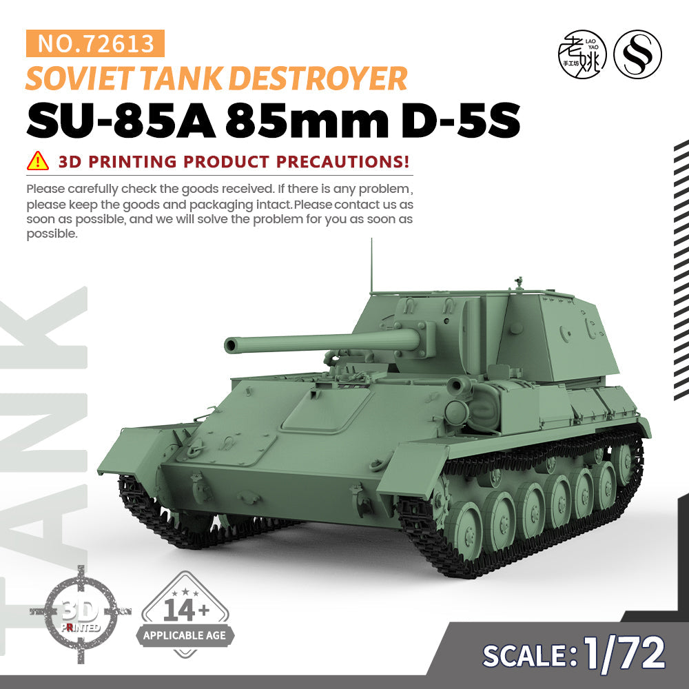 SSMODEL 613  Military Model Kit Soviet SU-85A 85mm D-5S Tank Destroyer — scale model kit