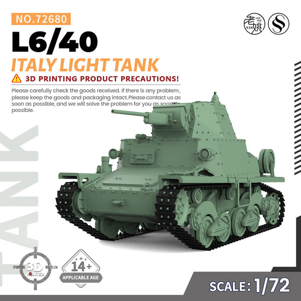 SSMODEL 680 Military Armoured Model Kit Italy L6/40 Light Tank