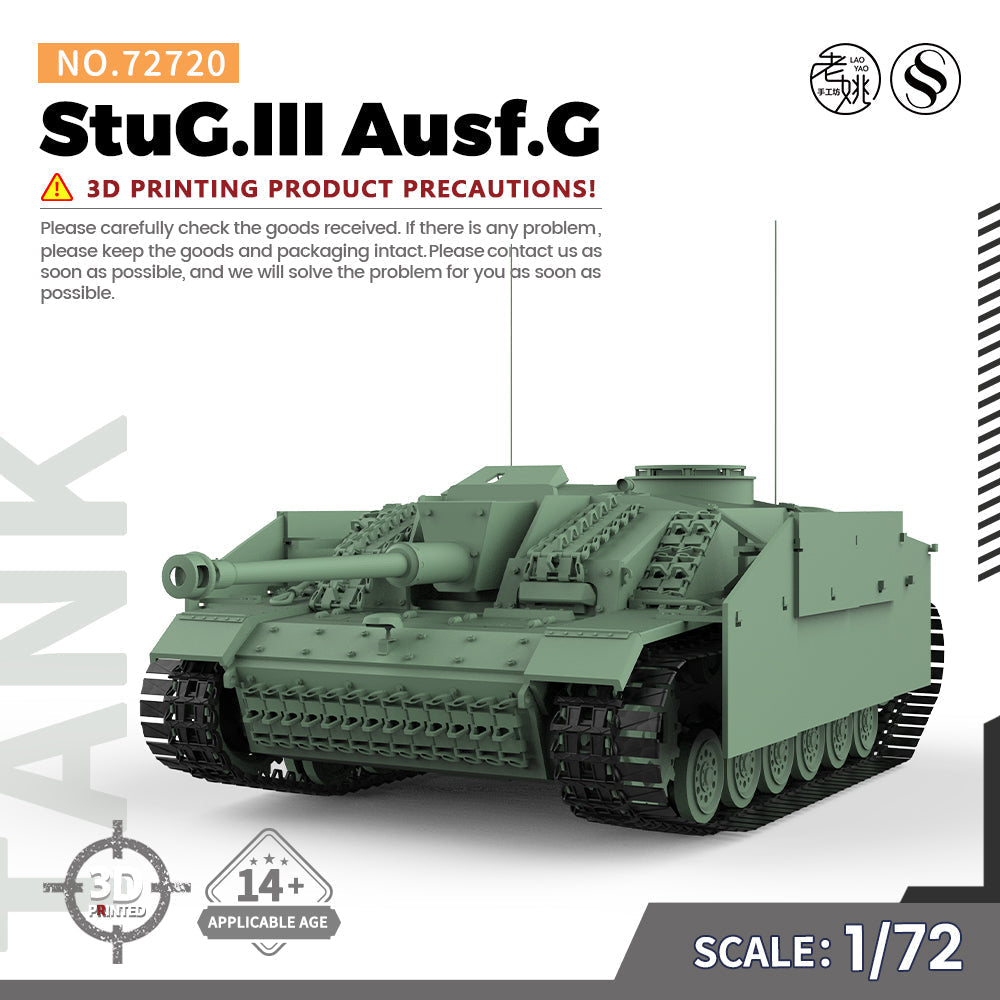 SSMODEL 720 V1.9 1/72(64,76,87) 25mm Military Model Kit German StuGIII G Tank Destroyer — scale model kit