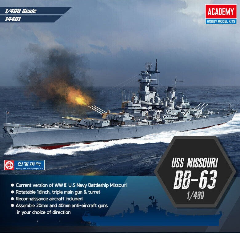 Academy Hobby 14401 1/400 USS Missouri (BB-63) U.S. Navy Battleship Model Kits Main image