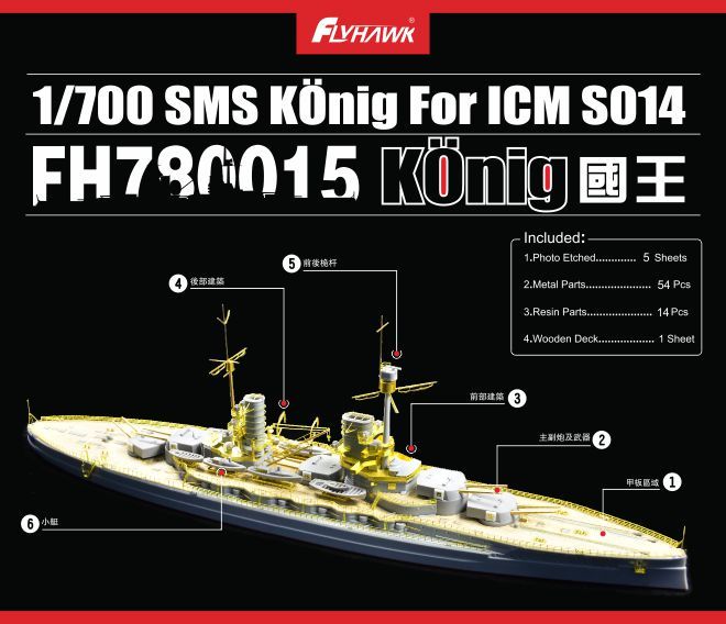 Flyhawk FH780015 1/700 SMS Battleship Konig for ICM S014 Main image
