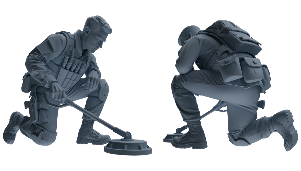MRY-SFW SSTR186 Miniatures Soldier Model Kit Mine Clearance Engineer Soldier Pose Modern Model 3 pcs