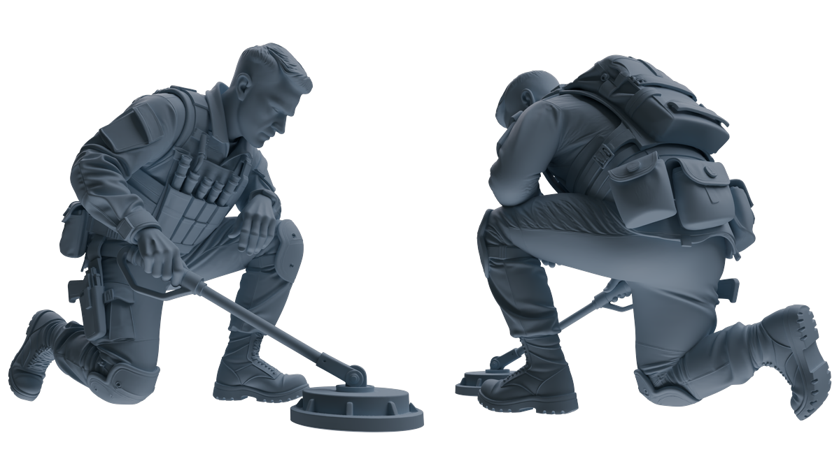 MRY-SFW SSTR186 Miniatures Soldier Model Kit Mine Clearance Engineer Soldier Pose Modern Model 3 pcs — detail view 3