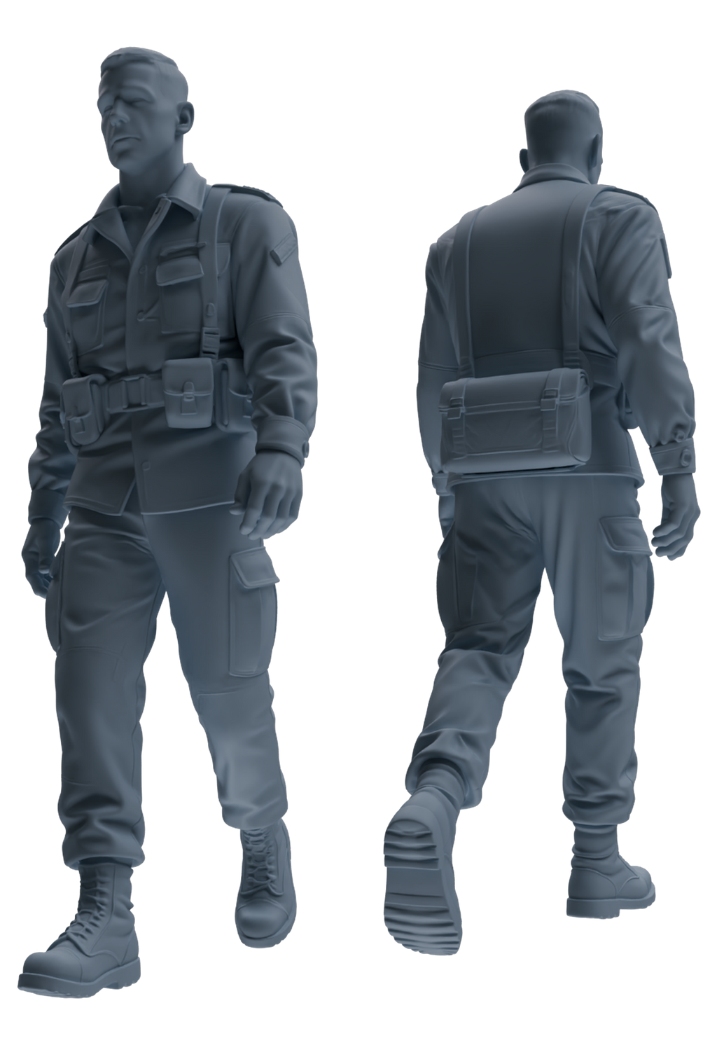 MRY-SFW SSTR180 Miniatures Soldier Model Kit Officer Pose Modern Model 3 pcs