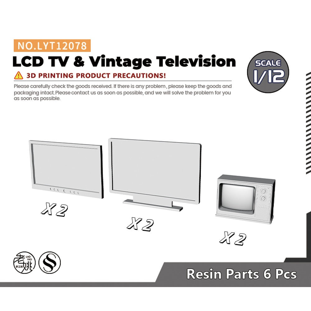 Yao's Studio LYT078  Miniature Factory Building Military Car Railroad Track Accessory Props Diorama Scenery Miniature Modern Wall Mounted LCD TV  old-type Television TV Main image