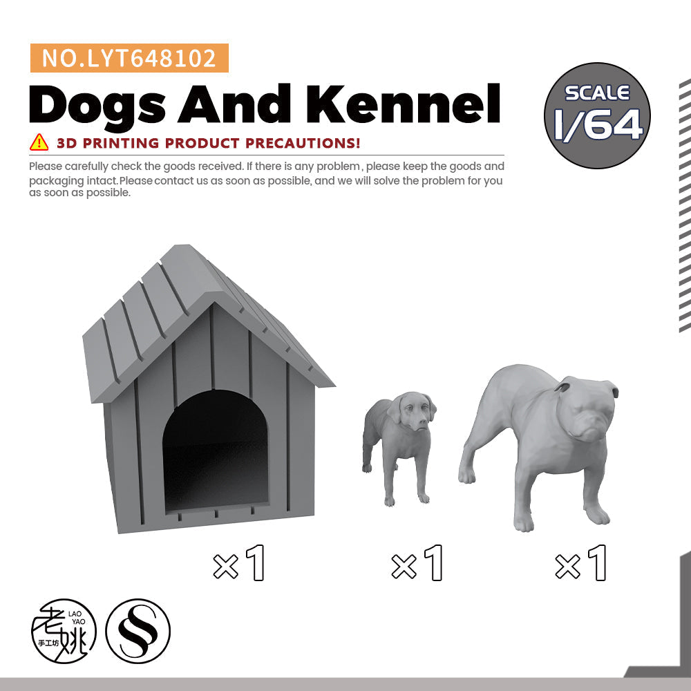 Yao's Studio LYT102 Dogs And Kennel Diecast toys car diorams — scale model kit
