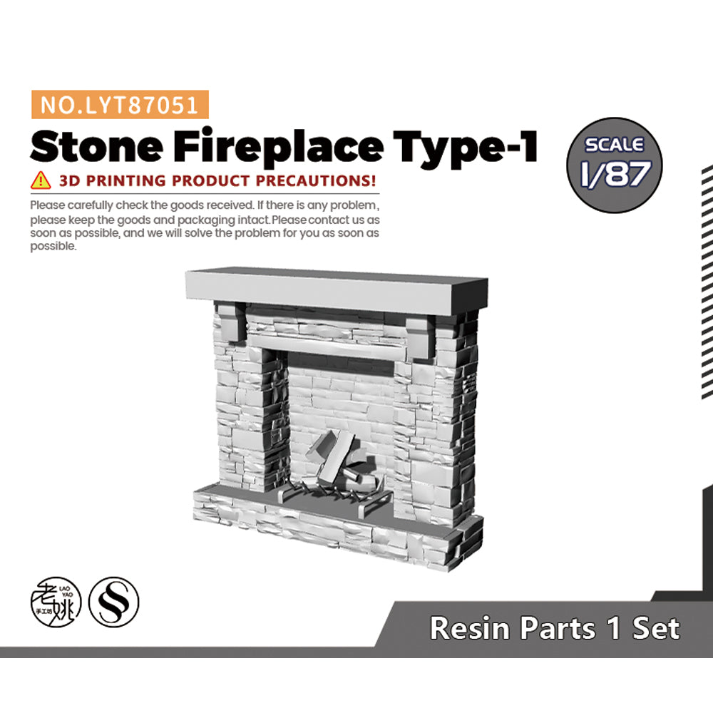 Yao's Studio LYT051 Stone Fireplace Type-1 HO/OO/Z/N/TT Railroad Miniature Accessory Display Props Main image