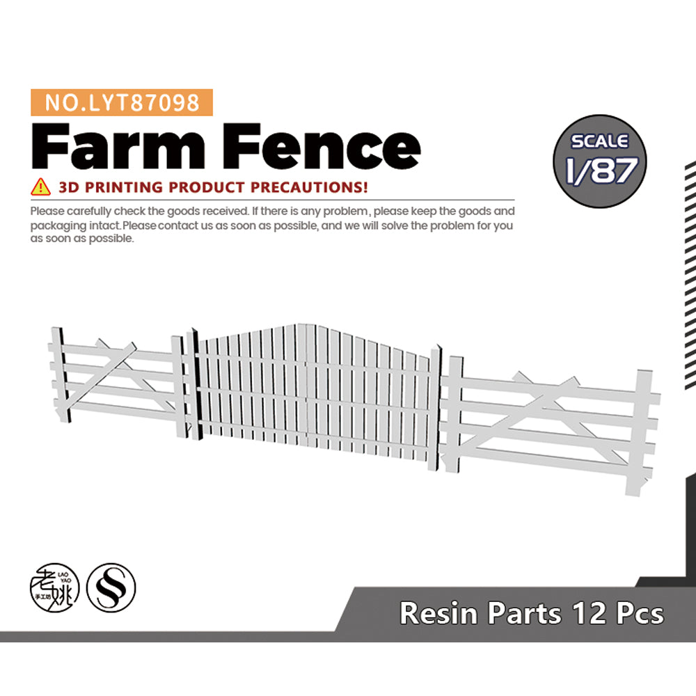 Yao's Studio LYT098 Farm Fence HO/OO/Z/N/TT Railroad Miniature Accessory Display Props — scale model kit
