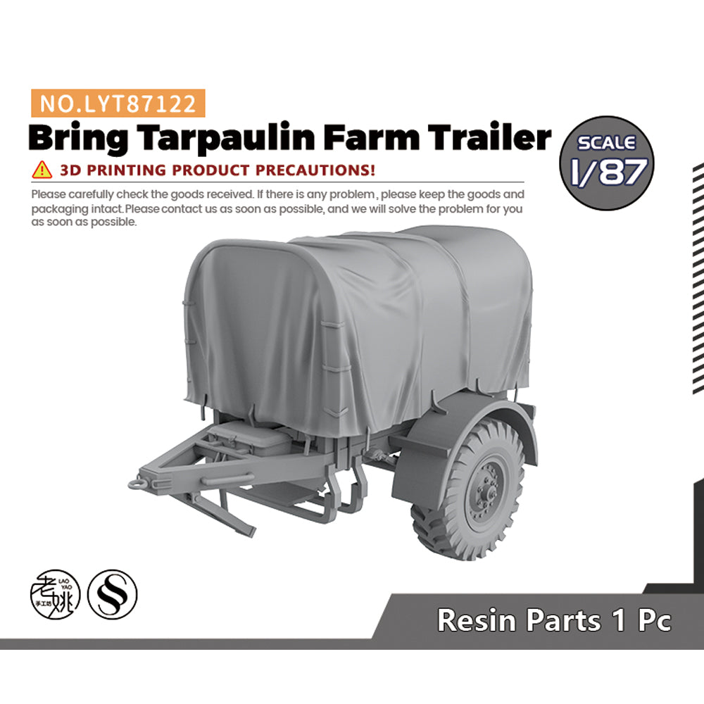 Yao's Studio LYT122 Bring Tarpaulin Farm Trailer HO/OO/Z/N/TT Railroad Warehouse Dock Transportation Miniature Military Car Main image