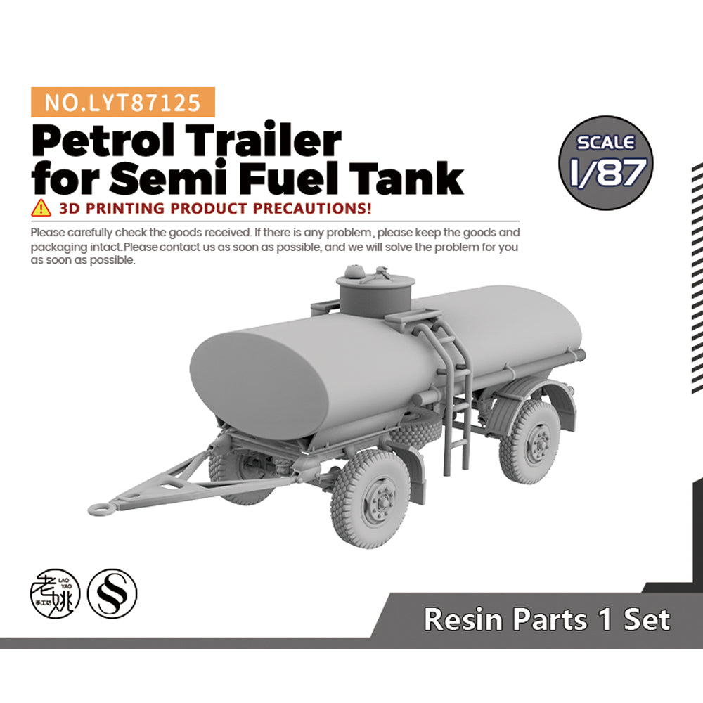 Yao's Studio LYT125 Petrol Trailer for Semi Fuel Tank HO/OO/Z/N/TT Railroad Warehouse Dock Transportation Miniature Military Car