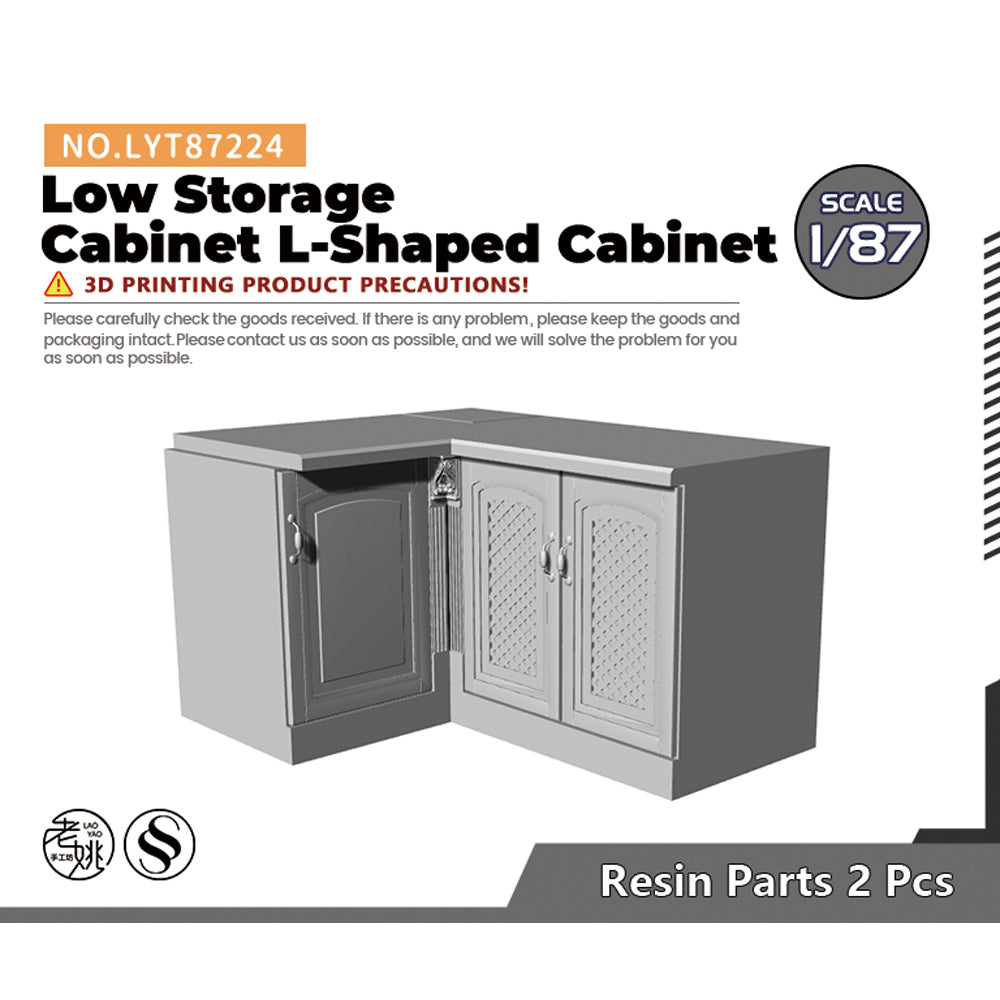 Yao's Studio LYT224 Low Storage Cabinet L-Shaped Cabinet HO/OO/Z/N/TT Railroad Miniature Accessory Display Props Main image