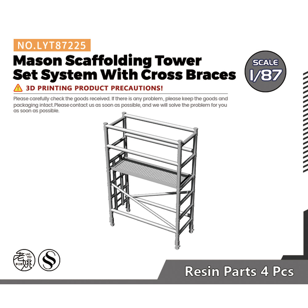 Yao's Studio LYT225 Mason Scaffolding Tower Set System With Cross Braces HO/OO/Z/N/TT Railroad Miniature Accessory Display Props Main image