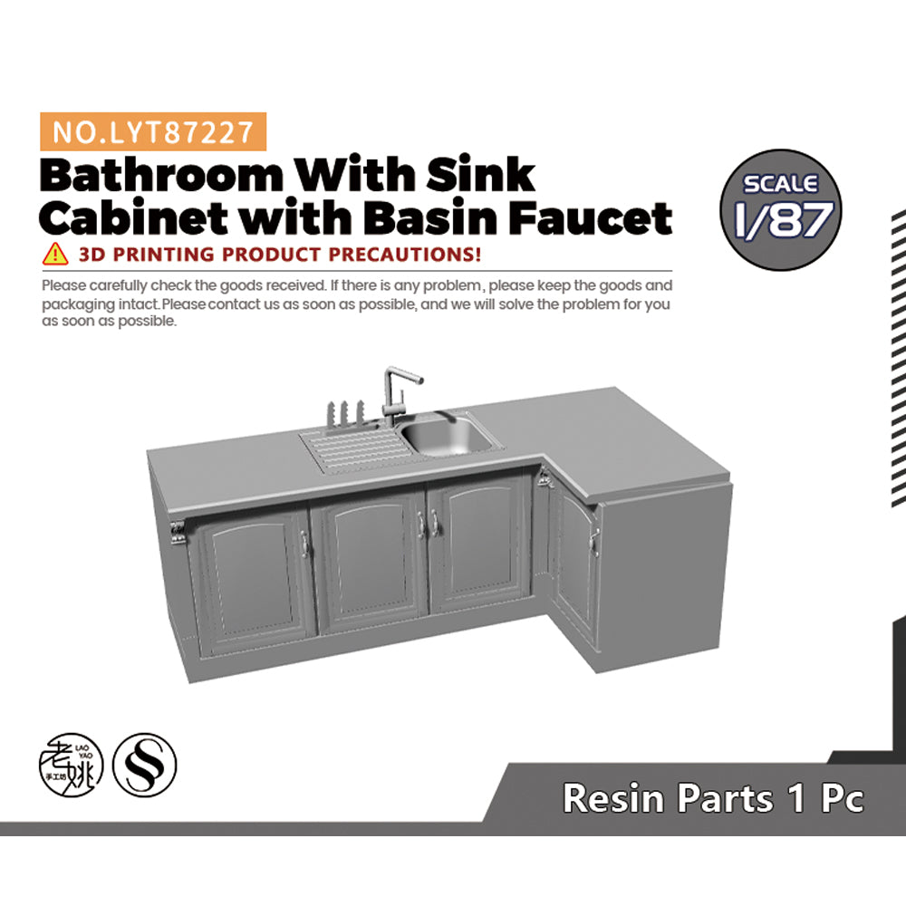 Yao's Studio LYT227 Bathroom With Sink Cabinet with Basin Faucet HO/OO/Z/N/TT Railroad Miniature Accessory Display Props Main image