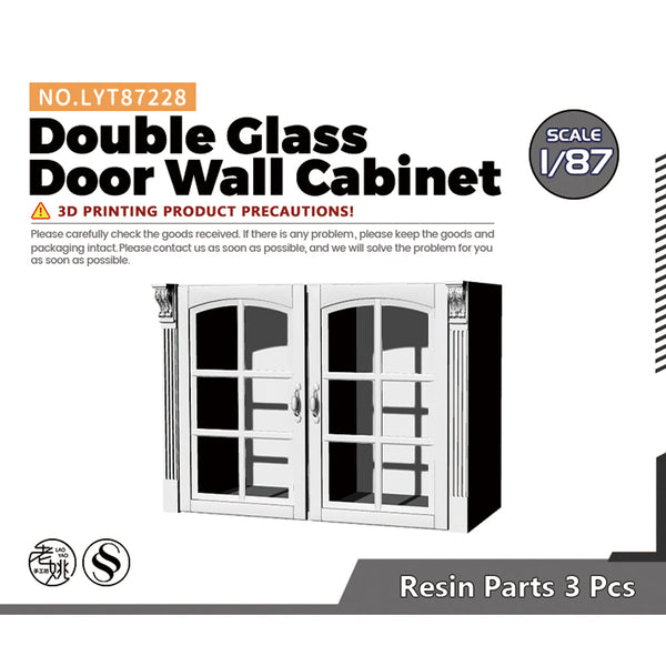 Yao's Studio LYT228 Double Glass Door Wall Cabinet HO/OO/Z/N/TT Railroad Miniature Accessory Display Props