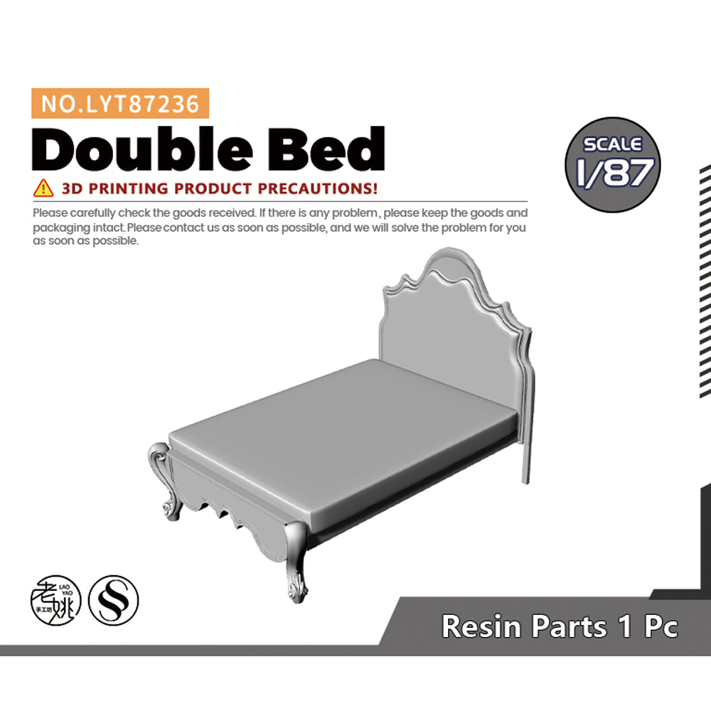 Yao's Studio LYT236 Double Bed HO/OO/Z/N/TT Railroad Miniature Accessory Display Props Main image