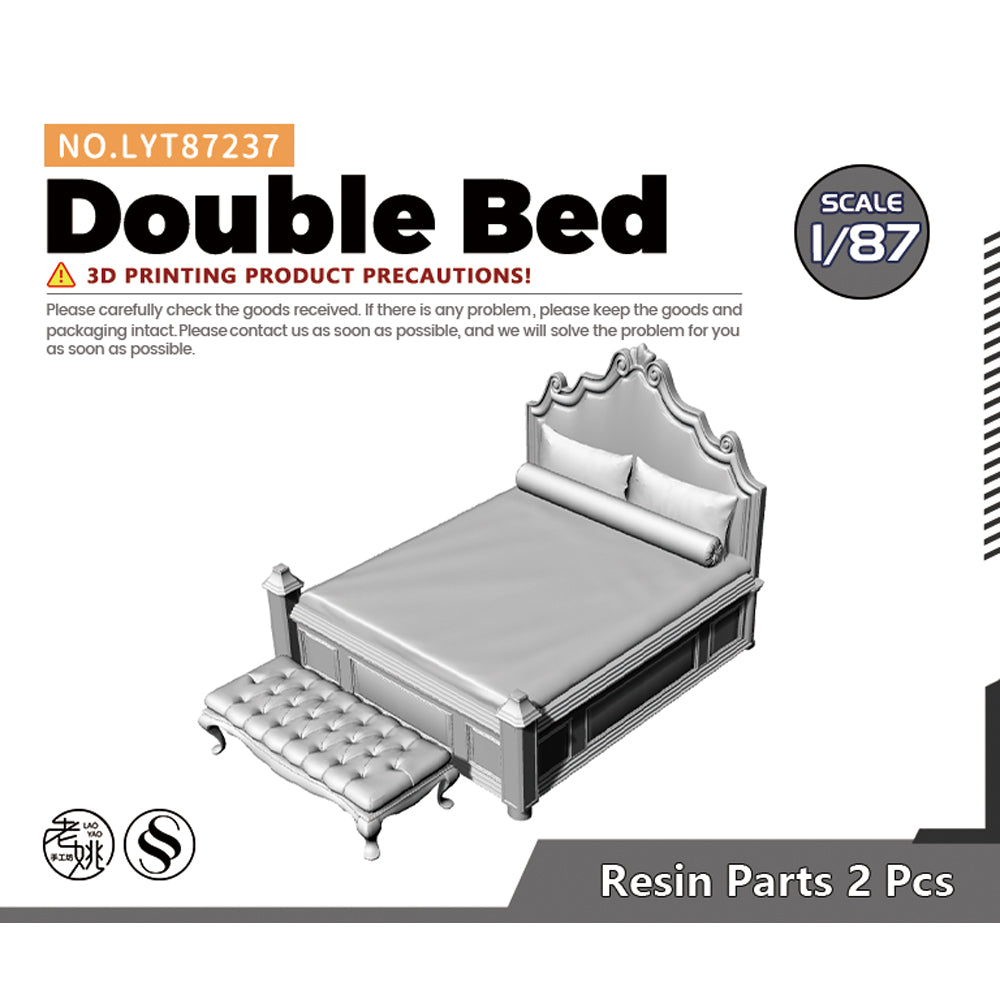 Yao's Studio LYT237 Double Bed HO/OO/Z/N/TT Railroad Miniature Accessory Display Props Main image