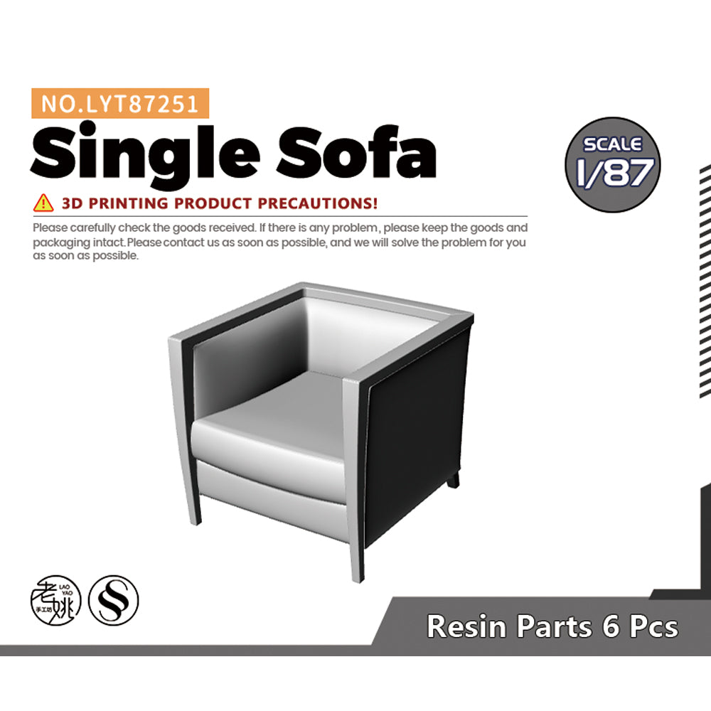 Yao's Studio LYT251 Single Sofa-2 HO/OO/Z/N/TT Railroad Miniature Accessory Display Props — scale model kit