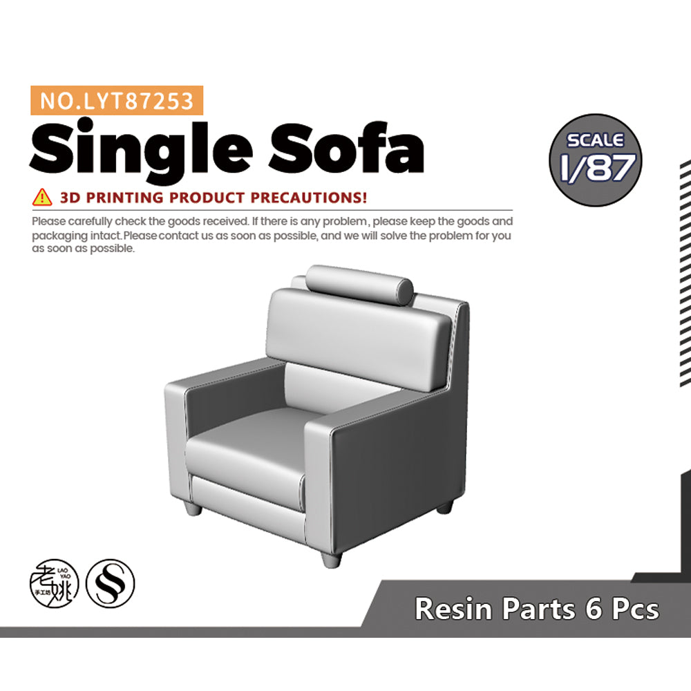 Yao's Studio LYT253 Single Sofa-4 HO/OO/Z/N/TT Railroad Miniature Accessory Display Props Main image
