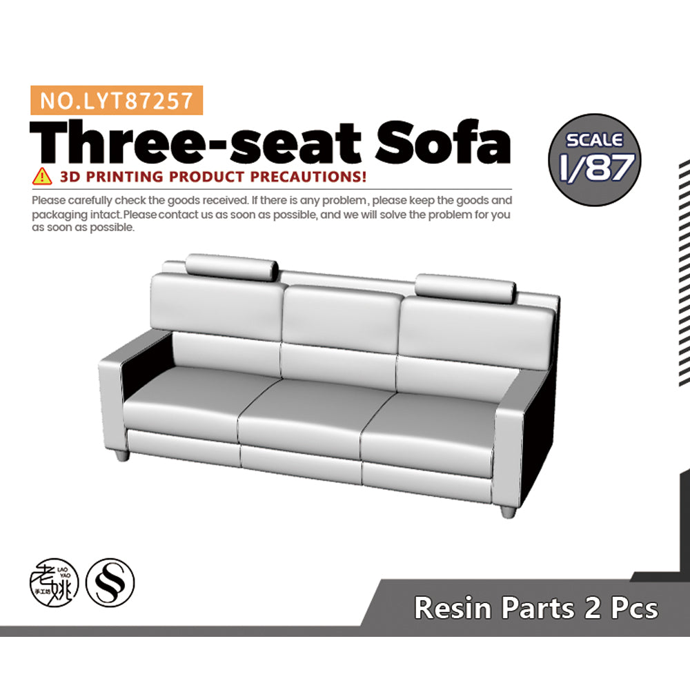 Yao's Studio LYT257 3-Seat Sofa HO/OO/Z/N/TT Railroad Miniature Accessory Display Props — scale model kit