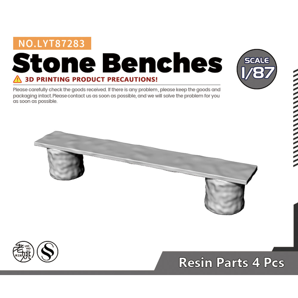 Yao's Studio LYT283 Stone Benches HO/OO/Z/N/TT Railroad Miniature Accessory Display Props Main image
