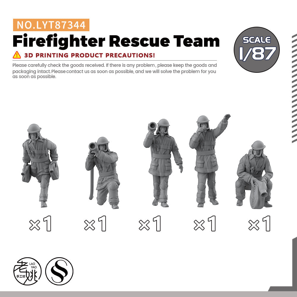 Yao's Studio LYT344 Firefighter Rescue Team HO/OO/Z/N/TT Railroad Miniature Accessory Display Props Main image