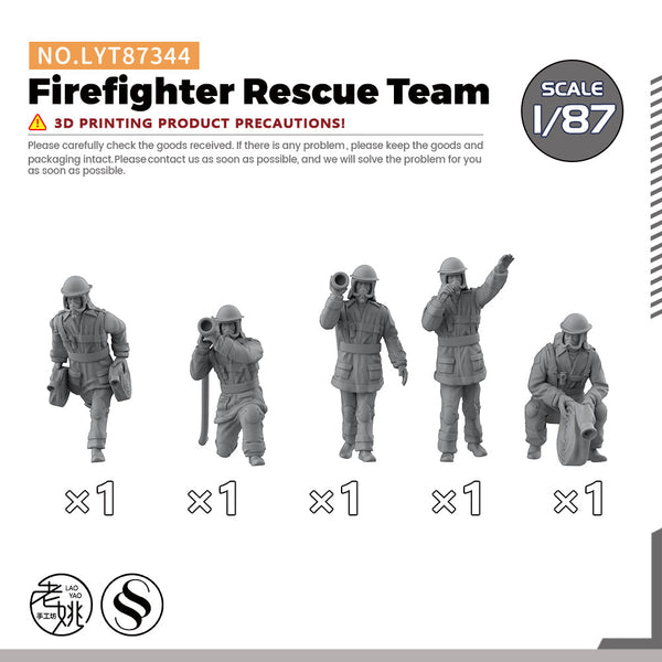 Yao's Studio LYT344 Firefighter Rescue Team HO/OO/Z/N/TT Railroad Miniature Accessory Display Props