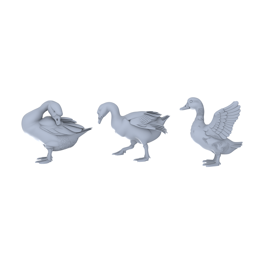 Yao's Studio LYTR056 Rural Waterfowl Scene Resin Miniature Model 3-Piece Set - Duck Figures Unpainted DIY Model Painting Rural Scene Decor 1set — scale model kit